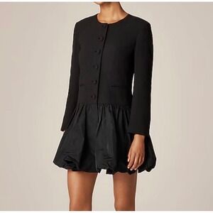 J CREW Lady jacket mixy dress bubble hem black 0 nwt
